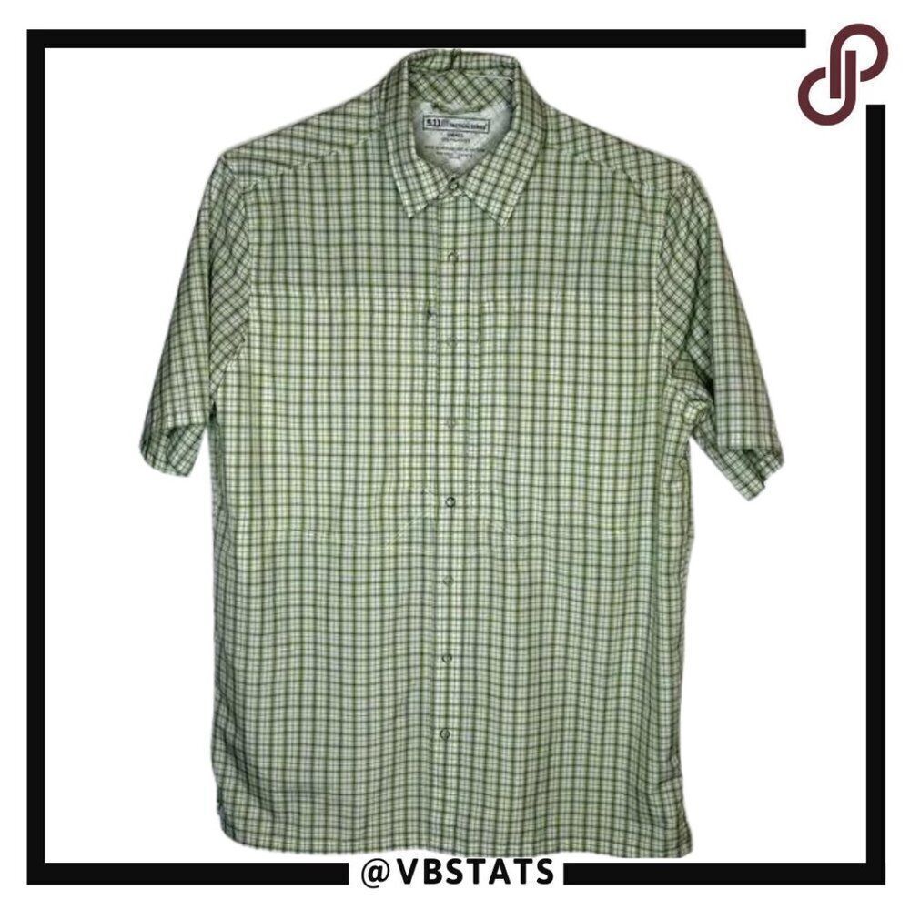 Small 5.11 Tactical Green-White Plaid Fishing/Hunting Shirt‎
